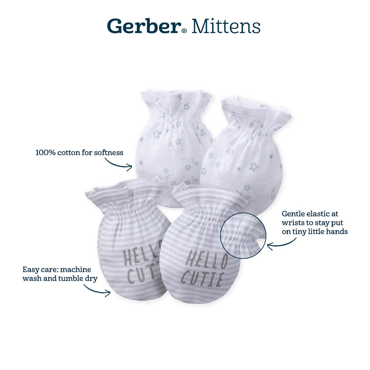 2-Pack Baby Boys Tiger No Scratch Mittens, view 3
