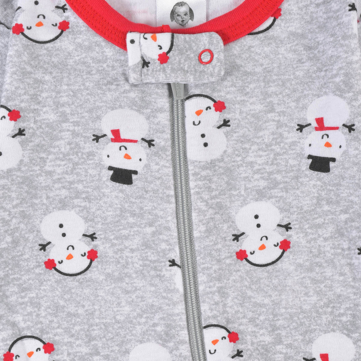 Baby Snowman Snug Fit Footed Cotton Pajamas, view 2