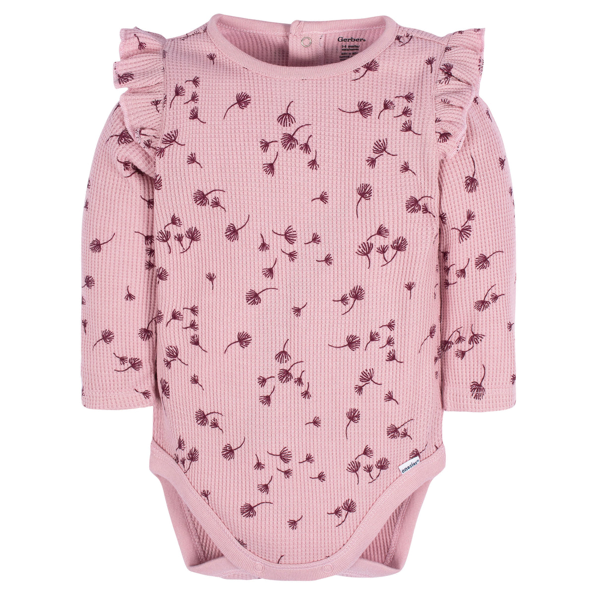 2-Pack Baby Girls Dandelions Long Sleeve Onesies Bodysuits, view 2
