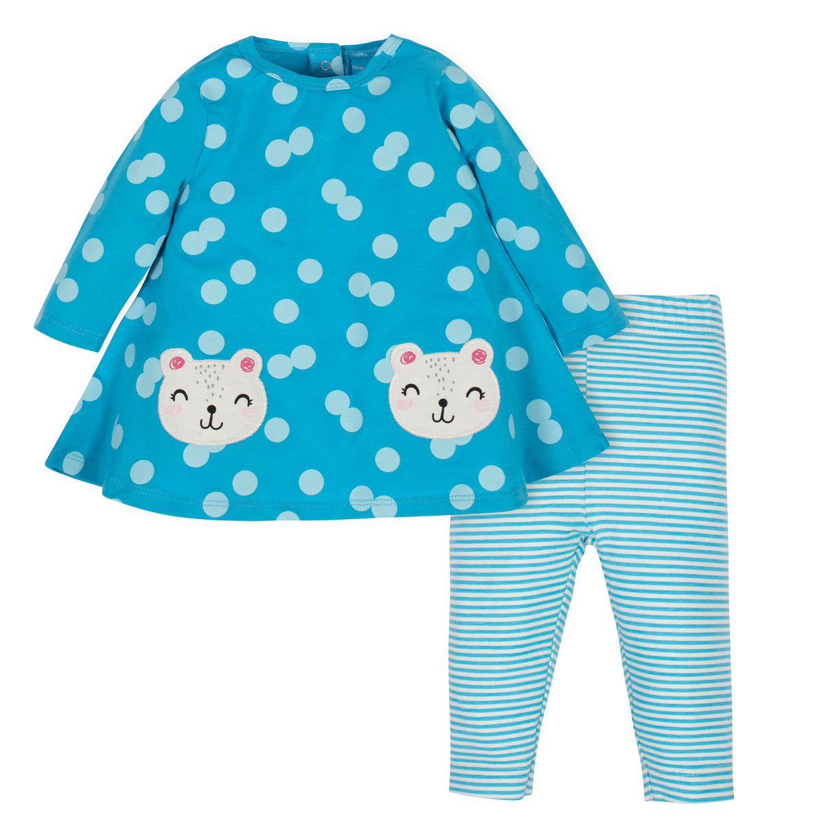 2-Piece Baby Girls Bear Dress and Legging Set