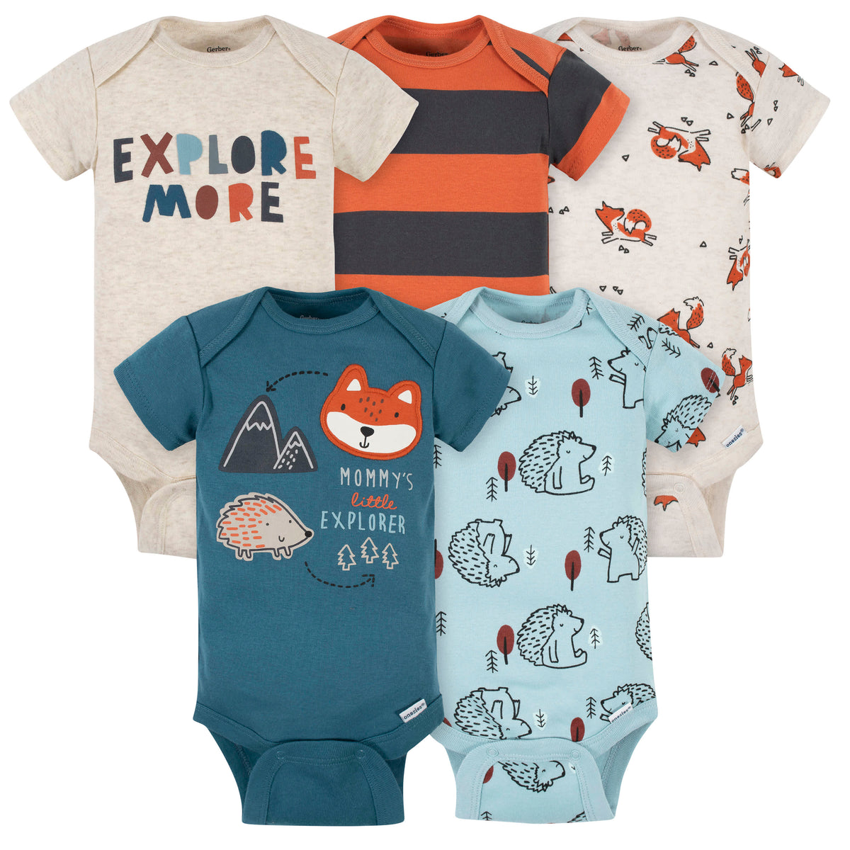 5-Pack Baby Boys Fox Short Sleeve Onesies Bodysuits