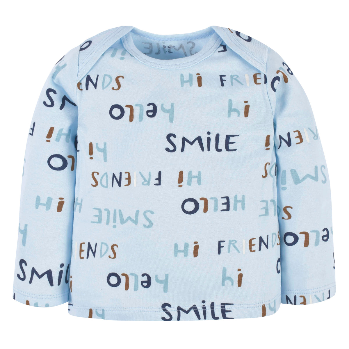 3-Piece Baby Boys Comfy Stretch "Smile" Long Sleeve Shirt, Footed Pant, & Cap Set, view 4