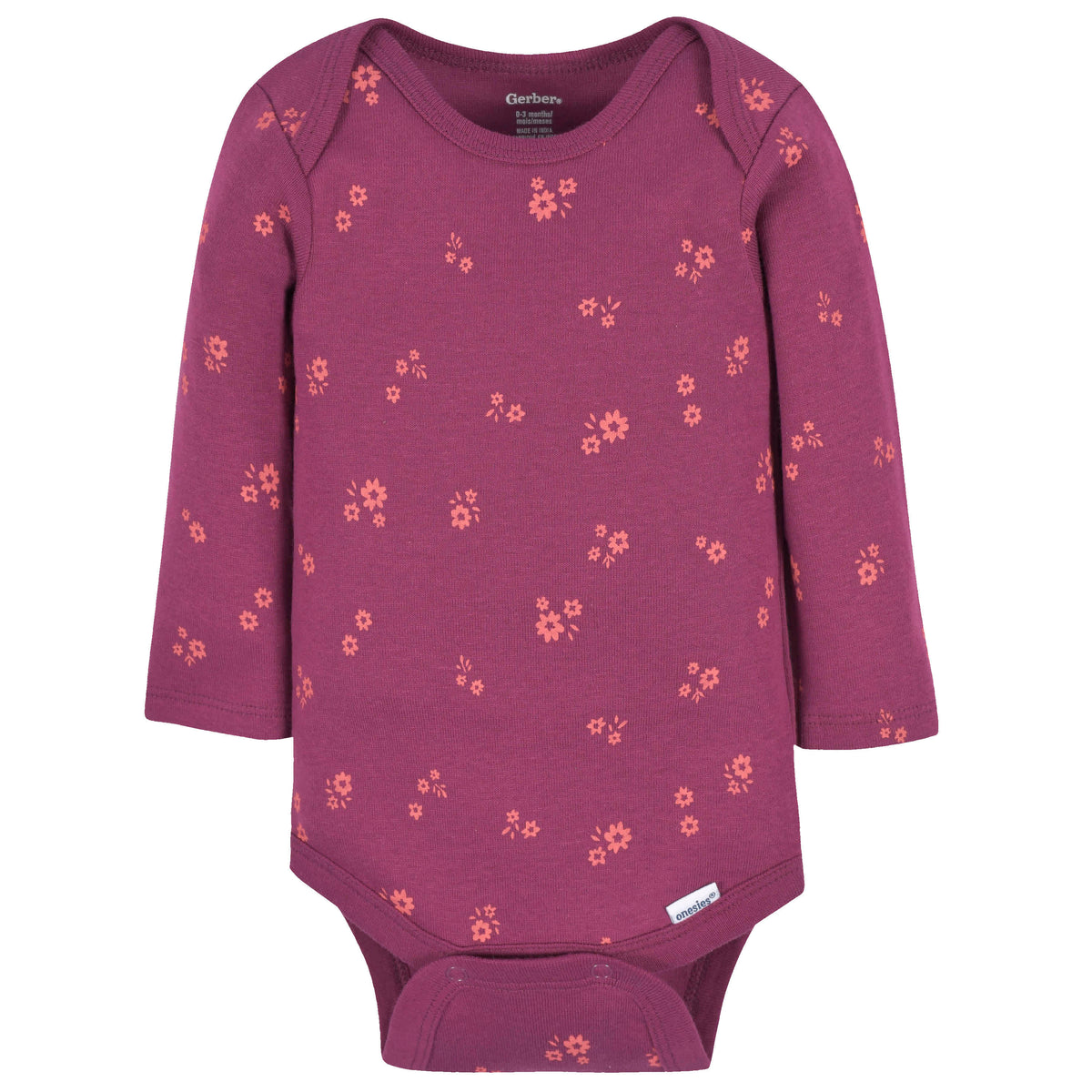 3-Pack Baby Girls Apple Bouquets Long Sleeve Onesies Bodysuits, view 6