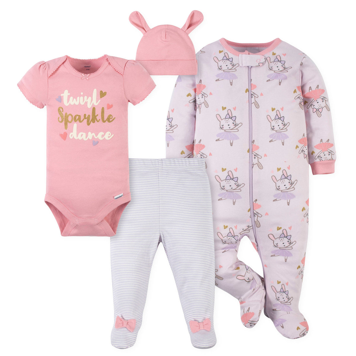 4-Piece Baby Girls Bunny Ballerina Outfit Set