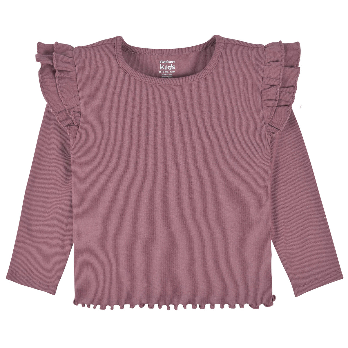 2-Pack Infant & Toddler Girls Burgundy Floral Double Ruffle Tops, view 5