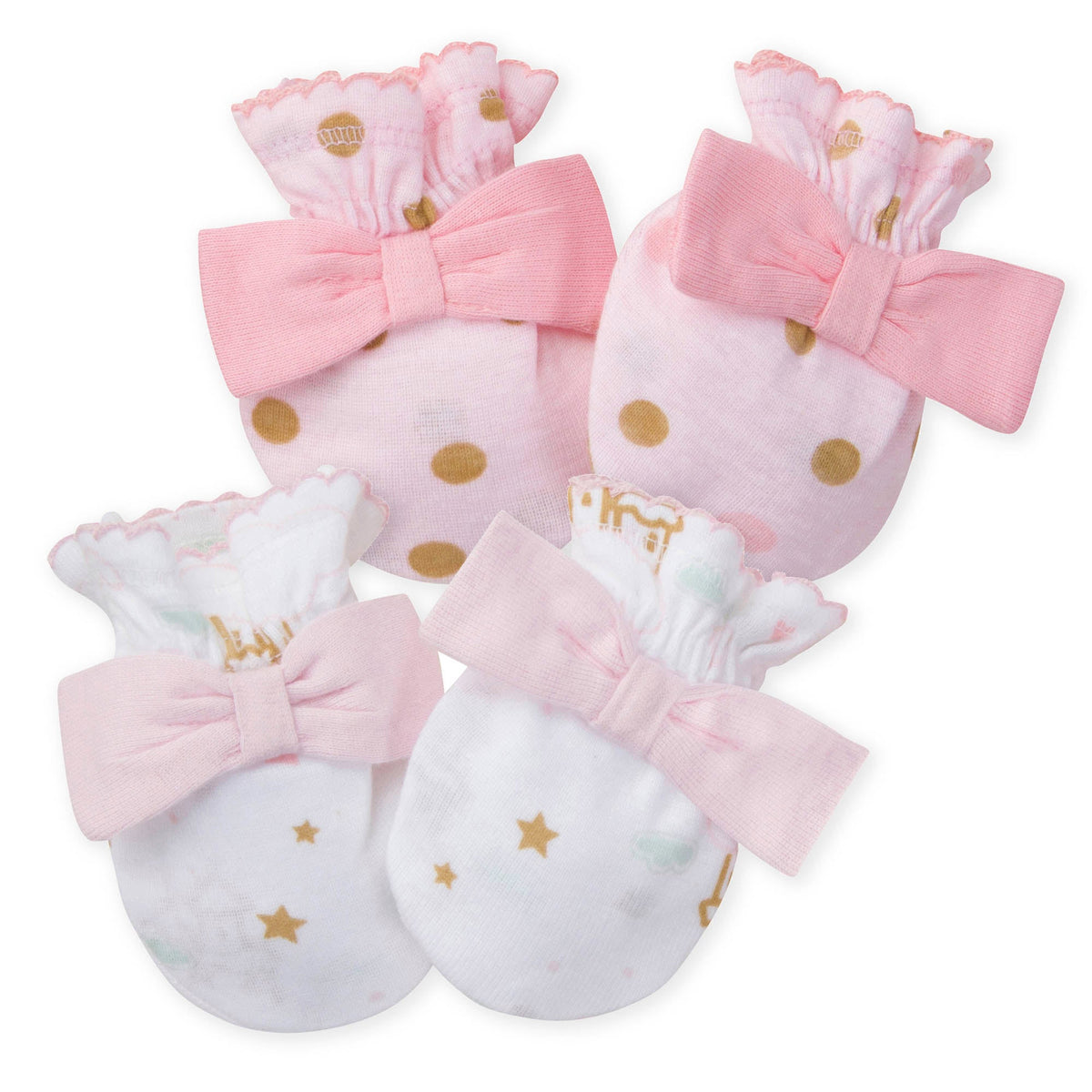 2-Pack Baby Girls Castle Mittens