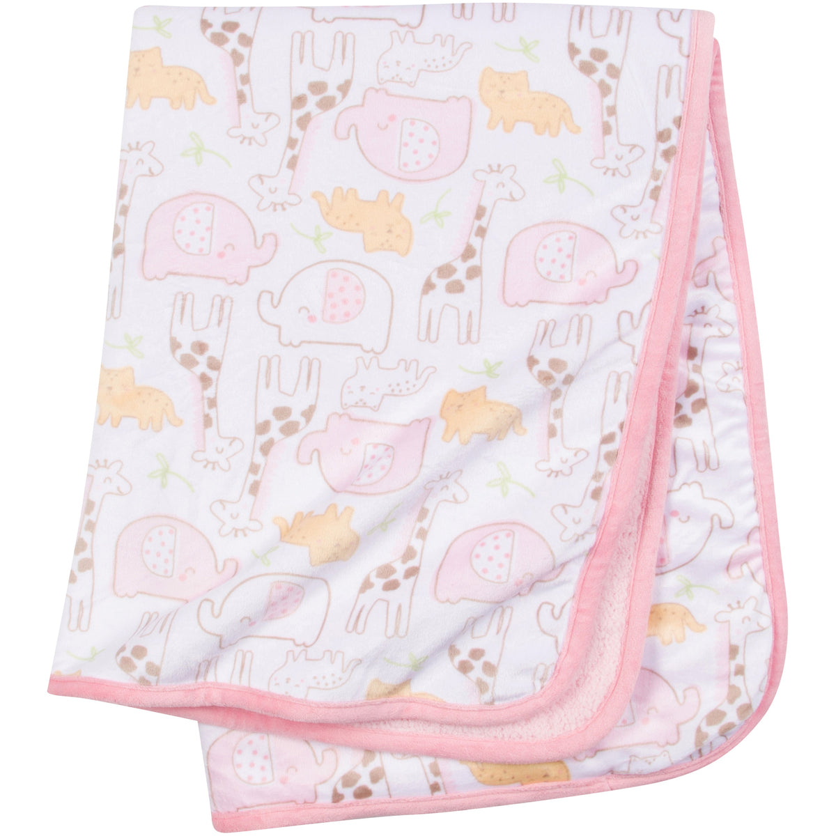 Baby Girls Safari Animals Plush Blanket