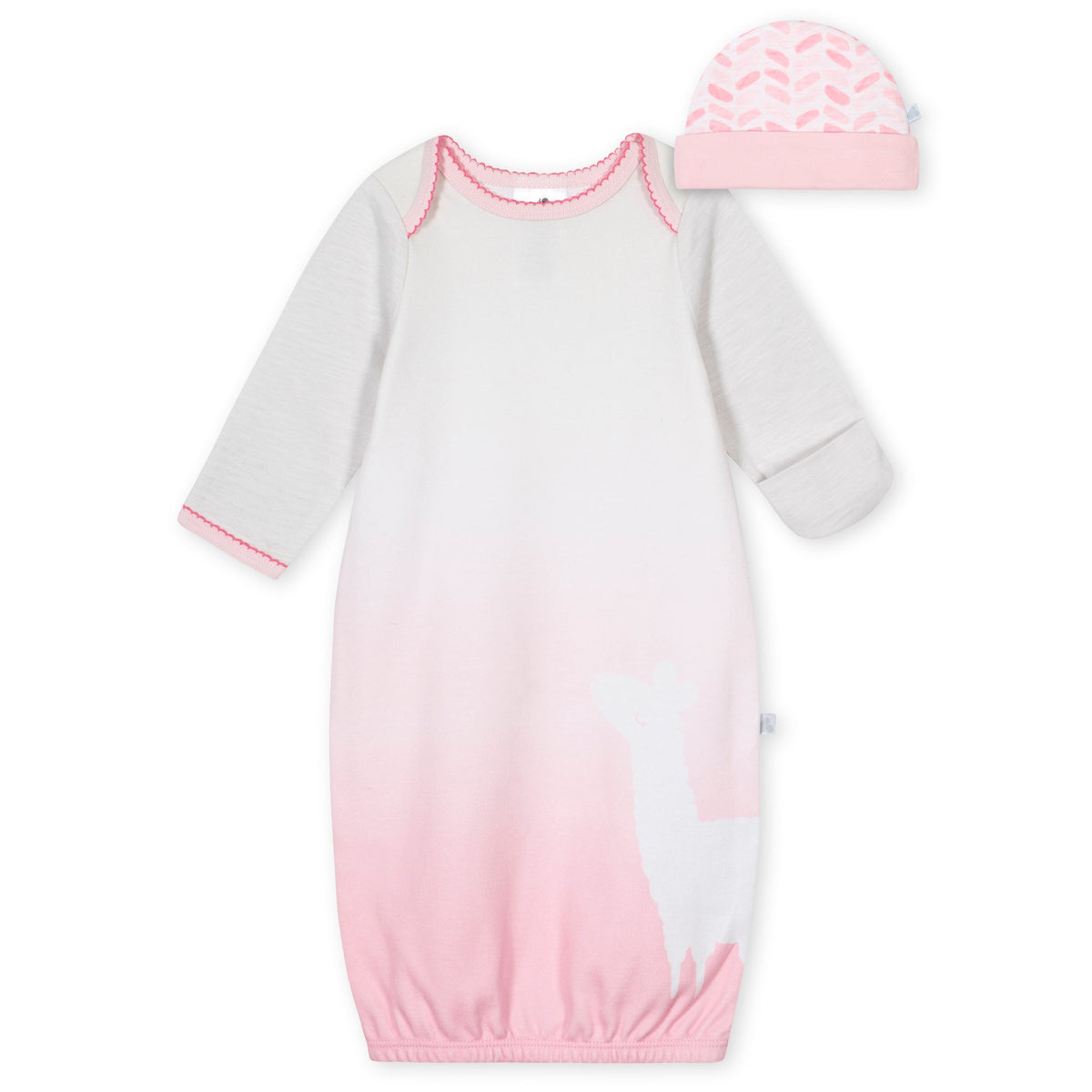 2-Piece Baby Girls Ombre Girl Gown and Cap Set