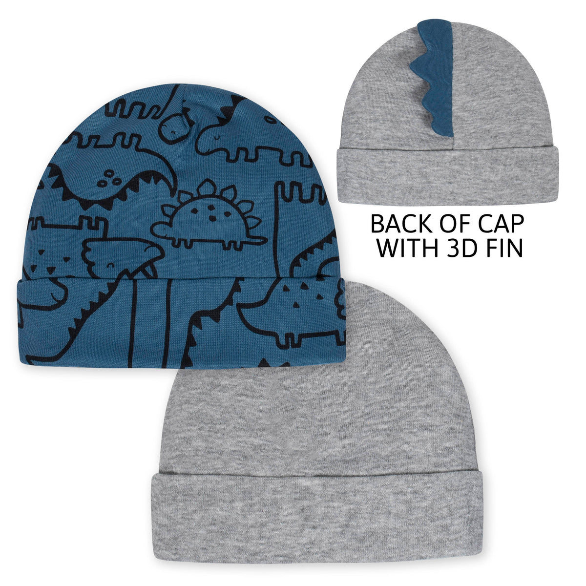 2-Pack Baby Boys Dinosaur Caps