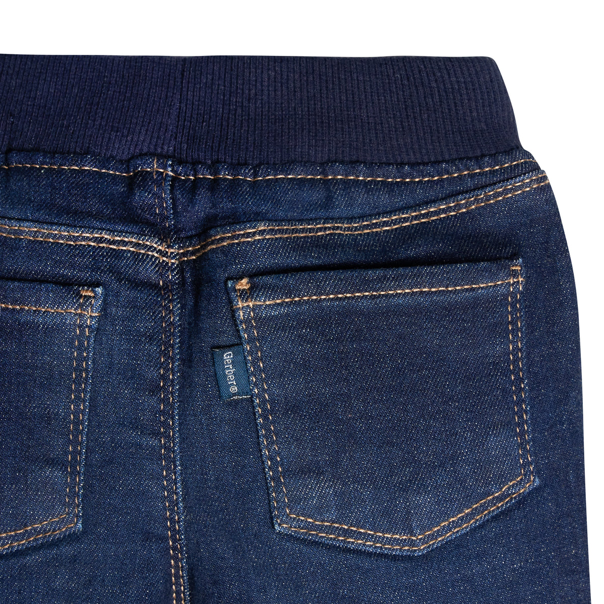 Baby Neutral Dark Blue Rib Waist Skinny Jeans, view 4