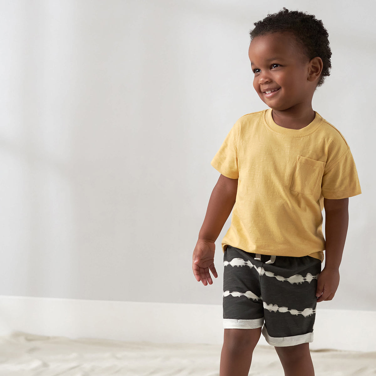 Modern Moments by Gerber 3-Pack Infant & Toddler Boys Tie Dye & Yellow Short Sleeve Tees, view 2