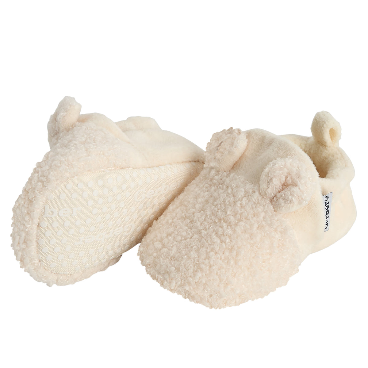 Baby Neutral Ivory Sherpa Booties, view 4