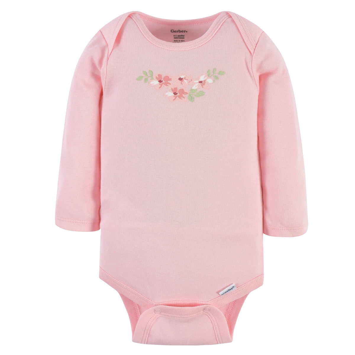 3-Pack Baby Girls Floral Long Sleeve Onesies Bodysuits, view 2