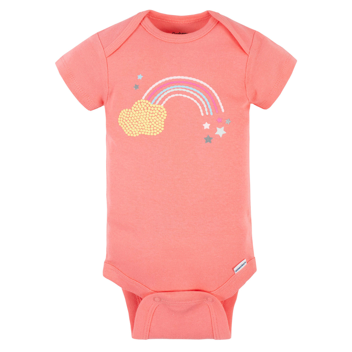 5-Pack Baby Girls Rainbow Short Sleeve Onesies Bodysuits, view 3