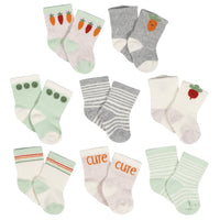 8-Pack Baby Neutral Happy Veggies Jersey Wiggle Proof® Socks
