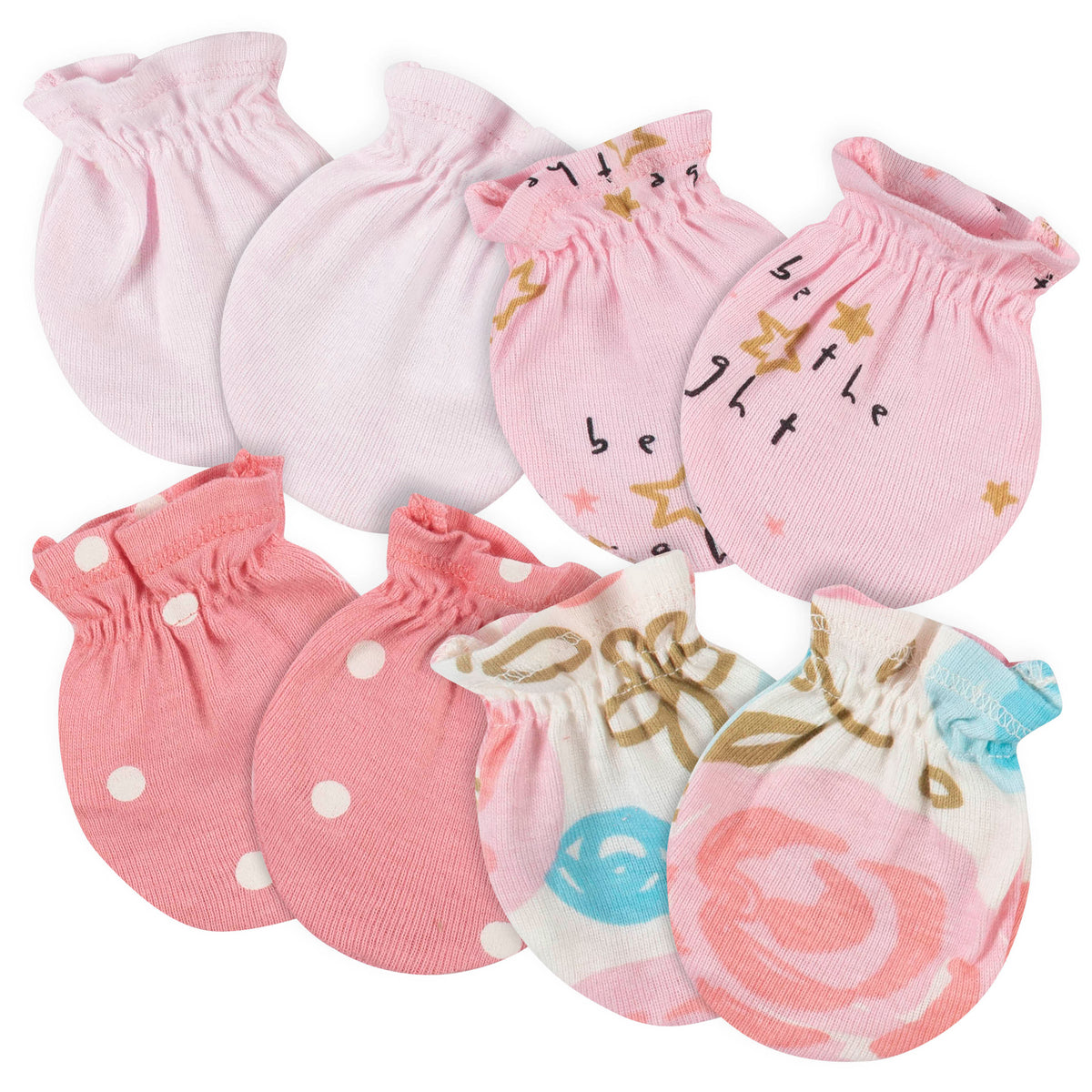 4-Pack Baby Girls Princess No Scratch Mittens