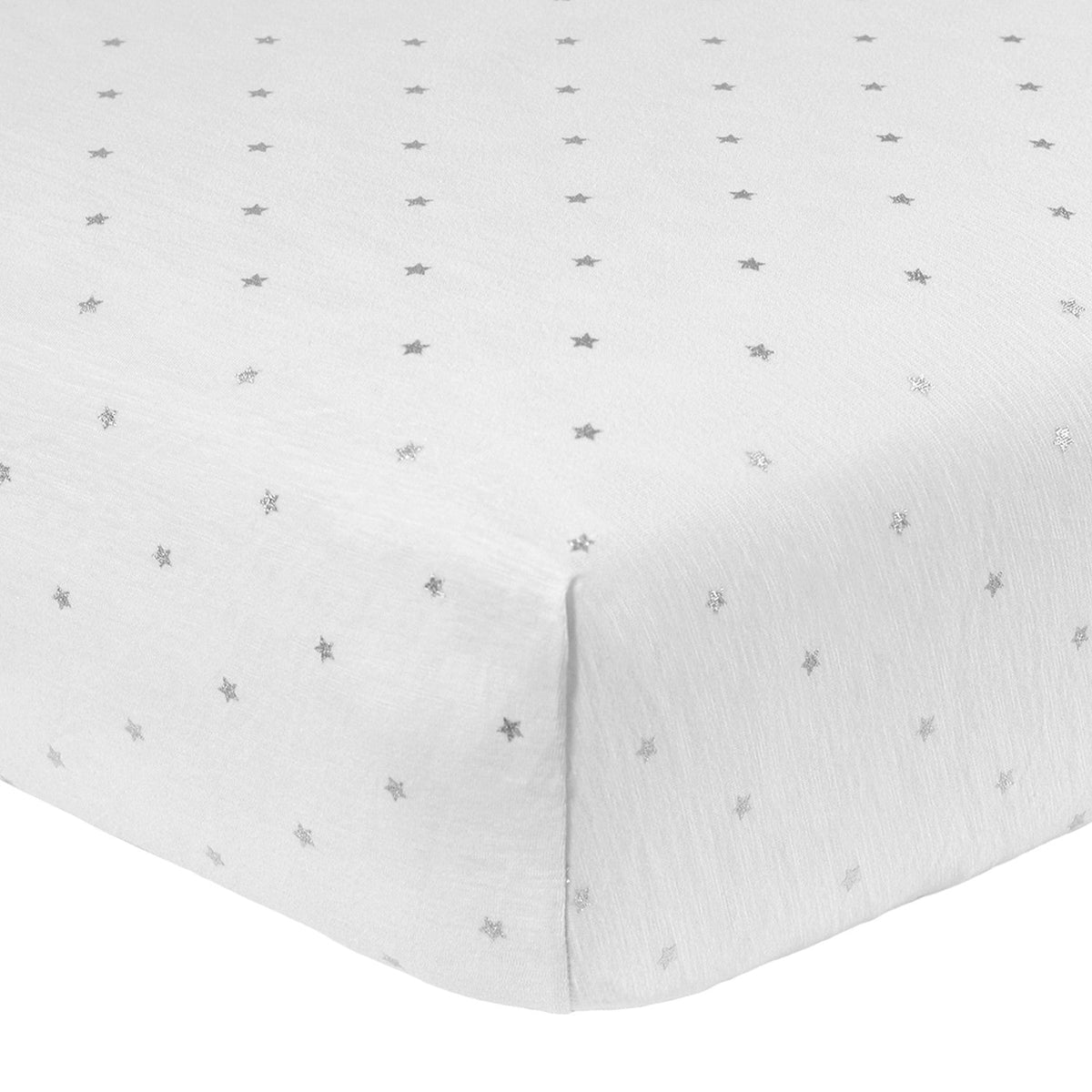 Baby Neutral Metallic Star Gray Jersey Knit Crib Sheet