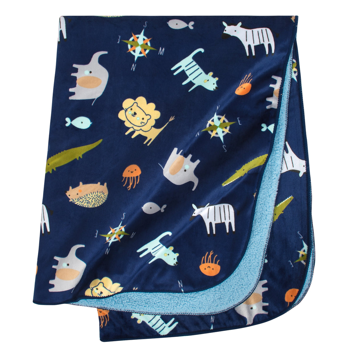 Just Born Baby Boys Hello World Plush Blanket