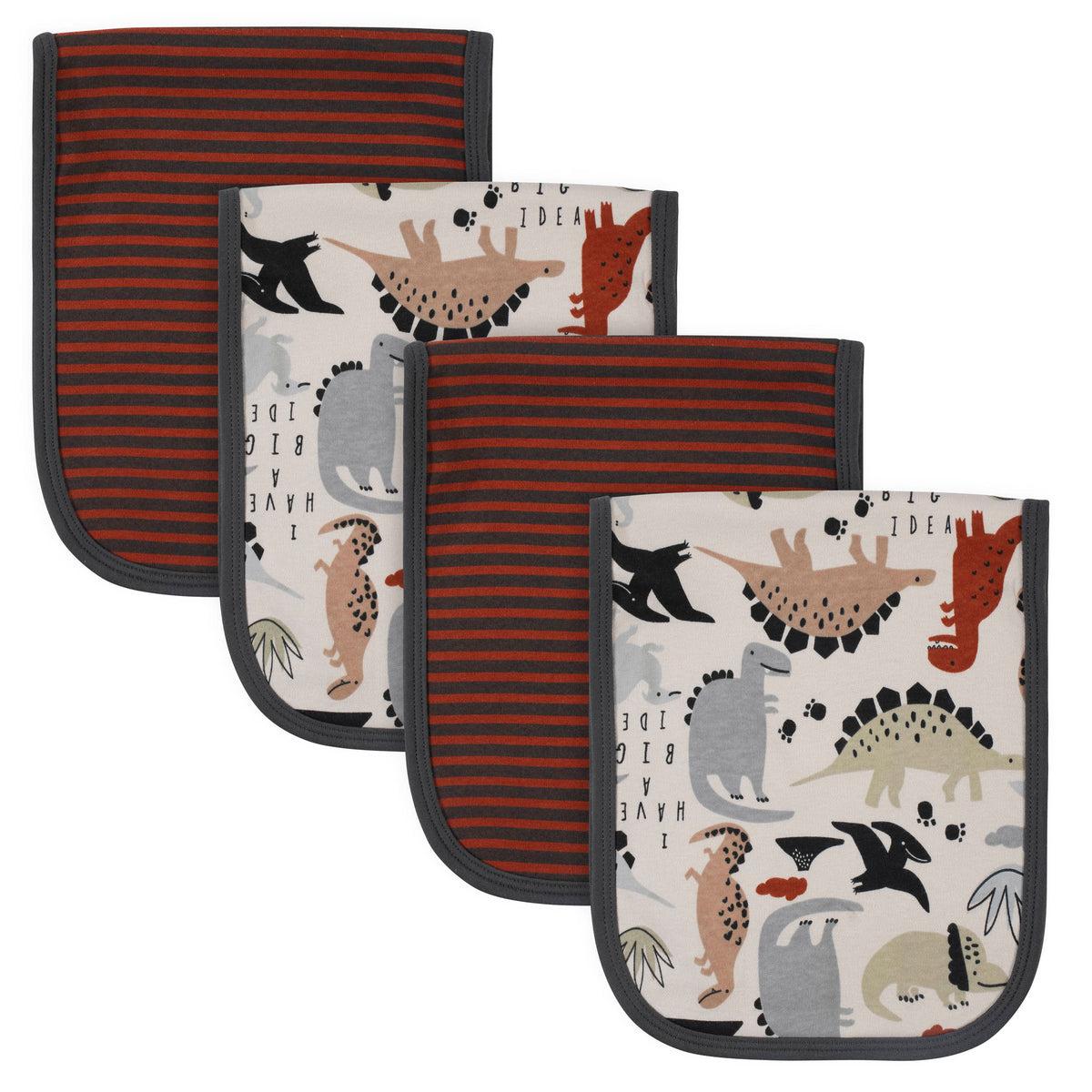 4-Pack Baby Boys Dino Terry Burp Cloths