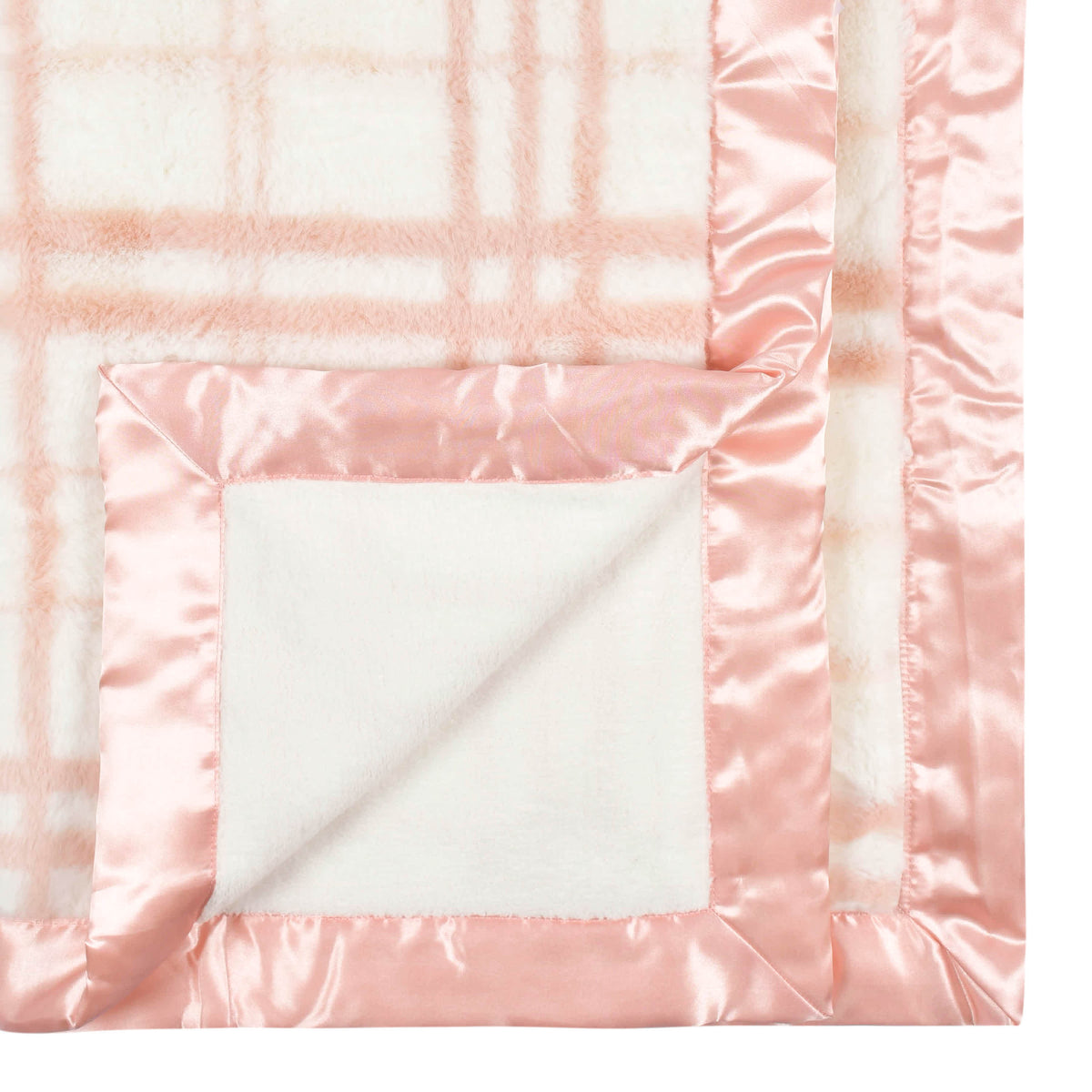 Baby Girls Pink Plaid Plush Blanket, view 3