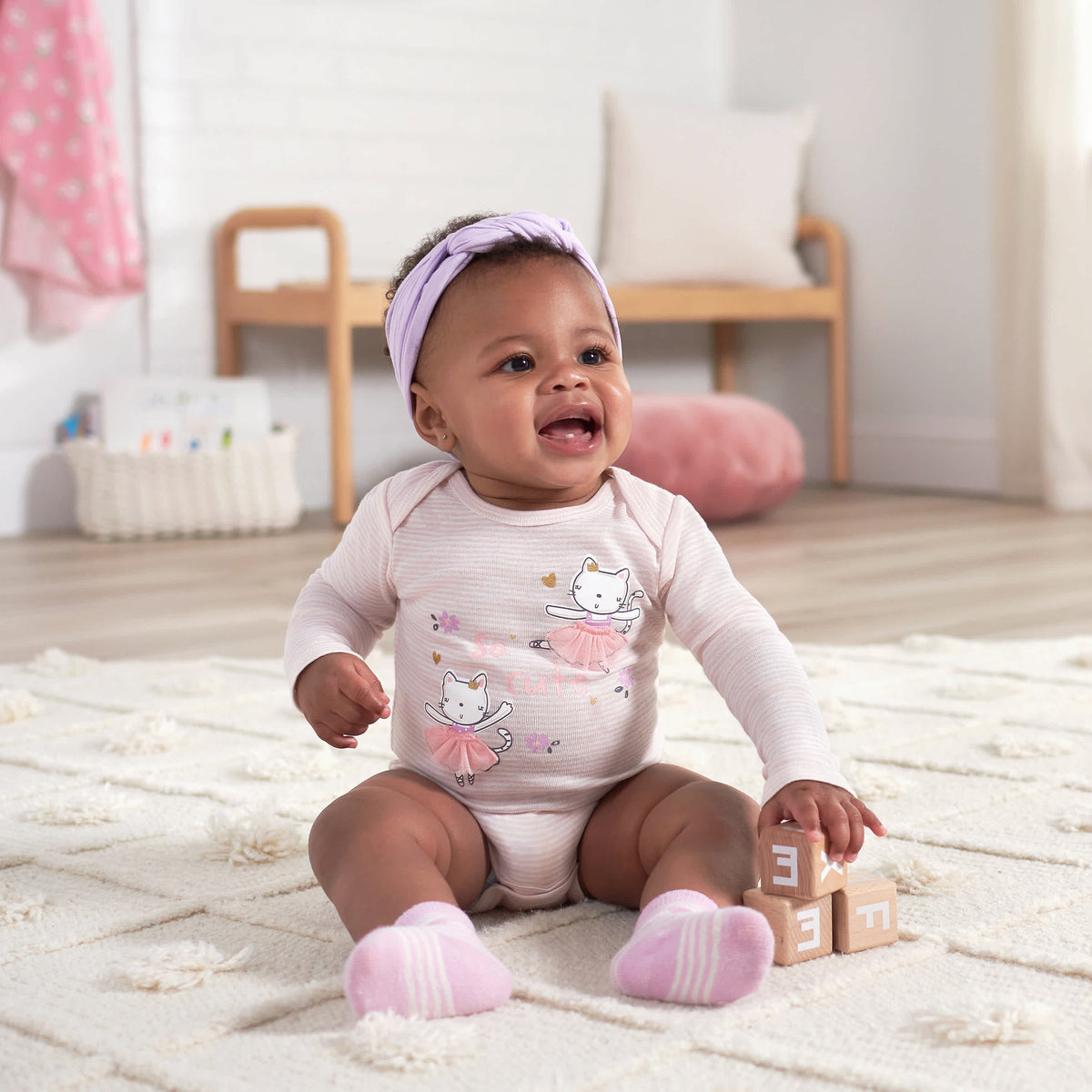3-Pack Baby Girls Ballerina Long Sleeve Onesies Bodysuits, view 2