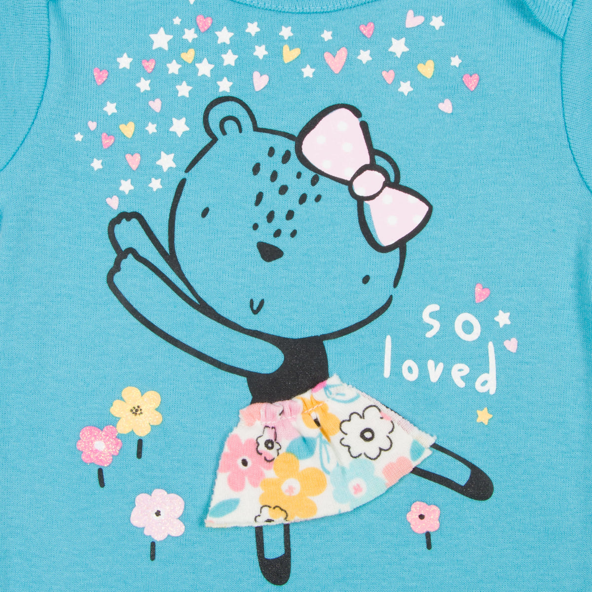 5-Pack Baby Girls Bear Short Sleeve Onesies Bodysuits, view 2