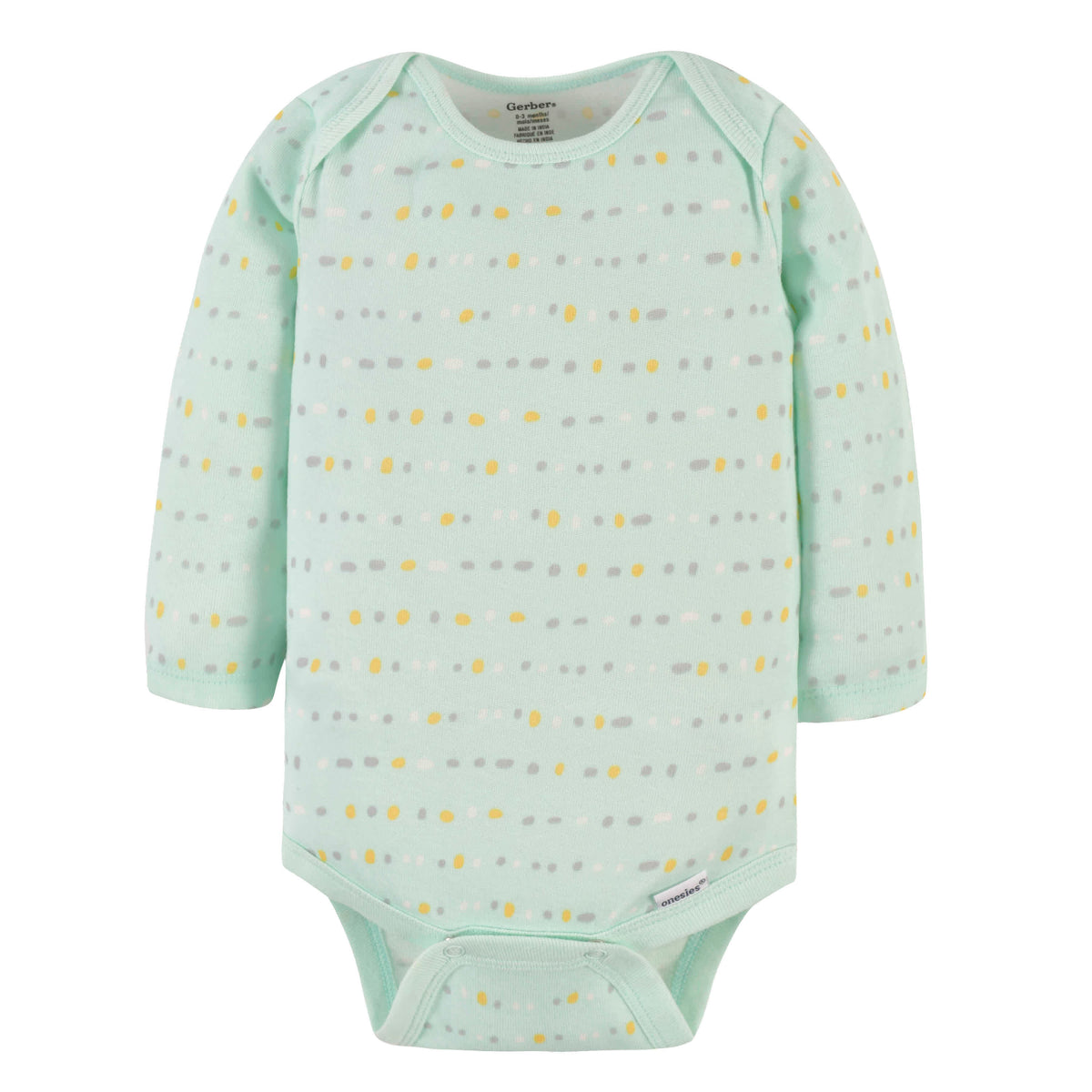 3-Pack Baby Neutral Elephants & Giraffes Long Sleeve Onesies Bodysuits, view 3