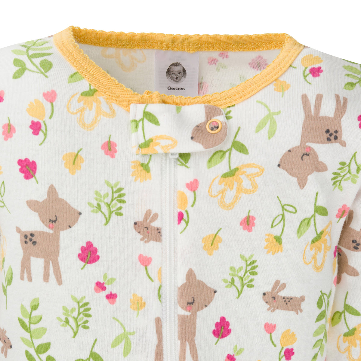 2-Pack Girls Deer Snug Fit Footed Cotton Pajamas, view 2