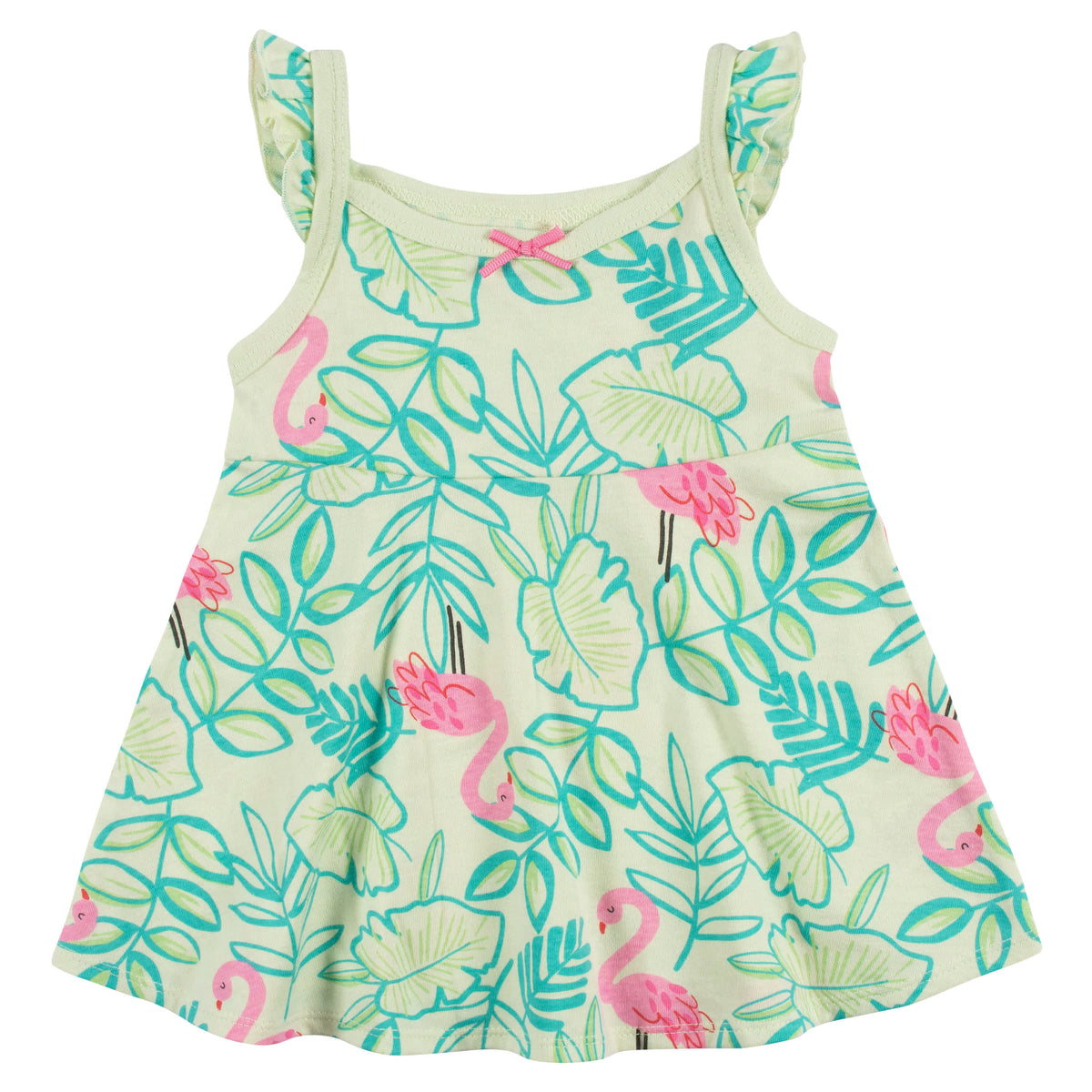 3-Piece Baby & Toddler Girls Flamingo Fun Dress, Diaper Cover & Reversible Sun Hat Set, view 4