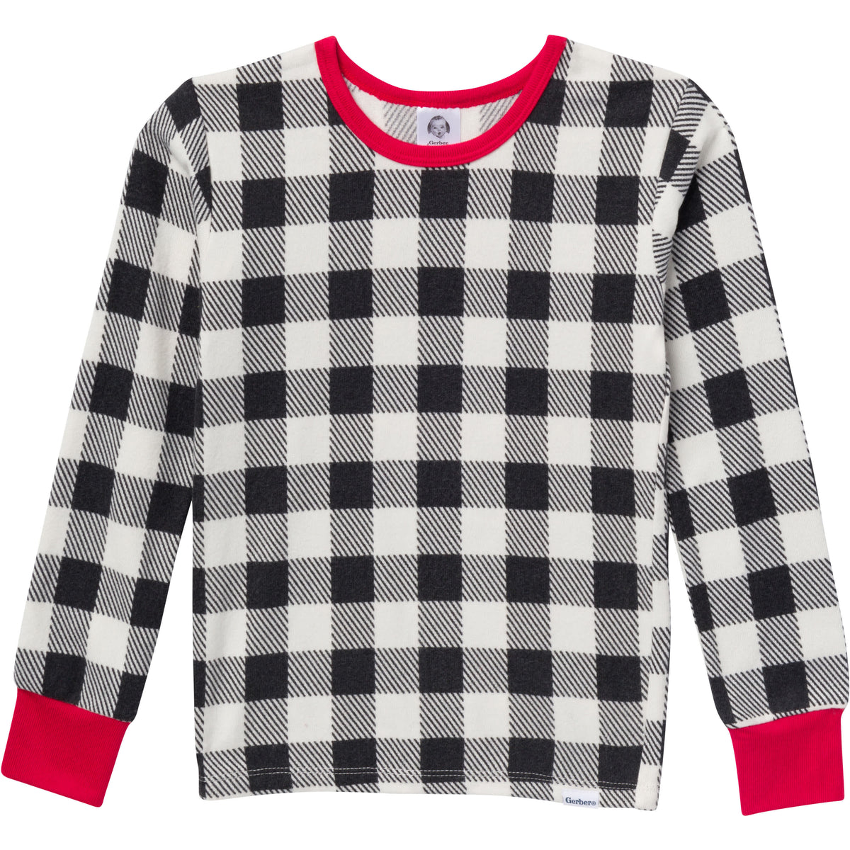 2-Piece Kids Neutral Black/Stewart Plaid Holiday Family Pajamas, view 2