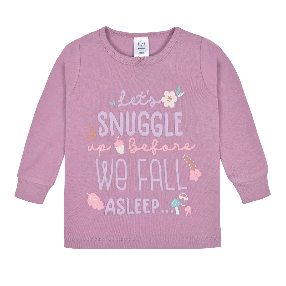 4-Piece Infant & Toddler Girls Purple Woodland Snug Fit Cotton Pajamas, view 5