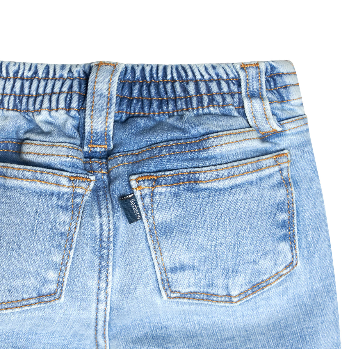 Baby Neutral Light Blue Straight Fit Jeans With Elastic Back, view 9