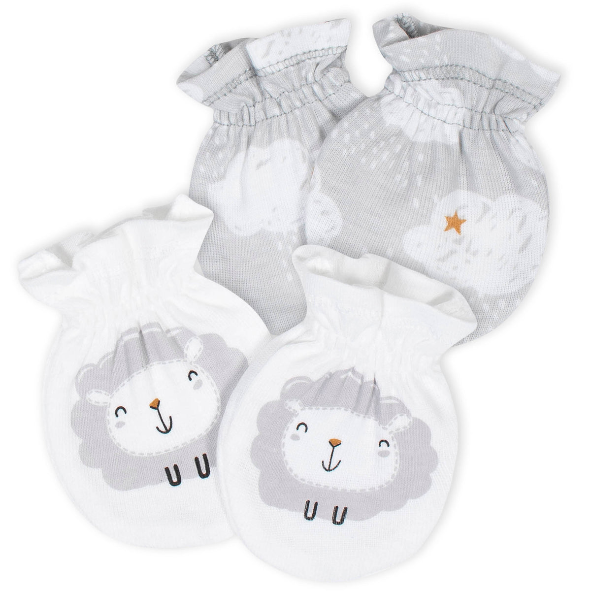 2-Pack Baby Neutral Lamb No Scratch Mittens