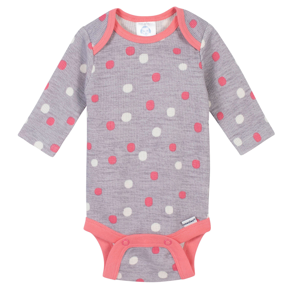 3-Pack Baby Girls Bunny Thermal Long Sleeve Onesies Bodysuits, view 2