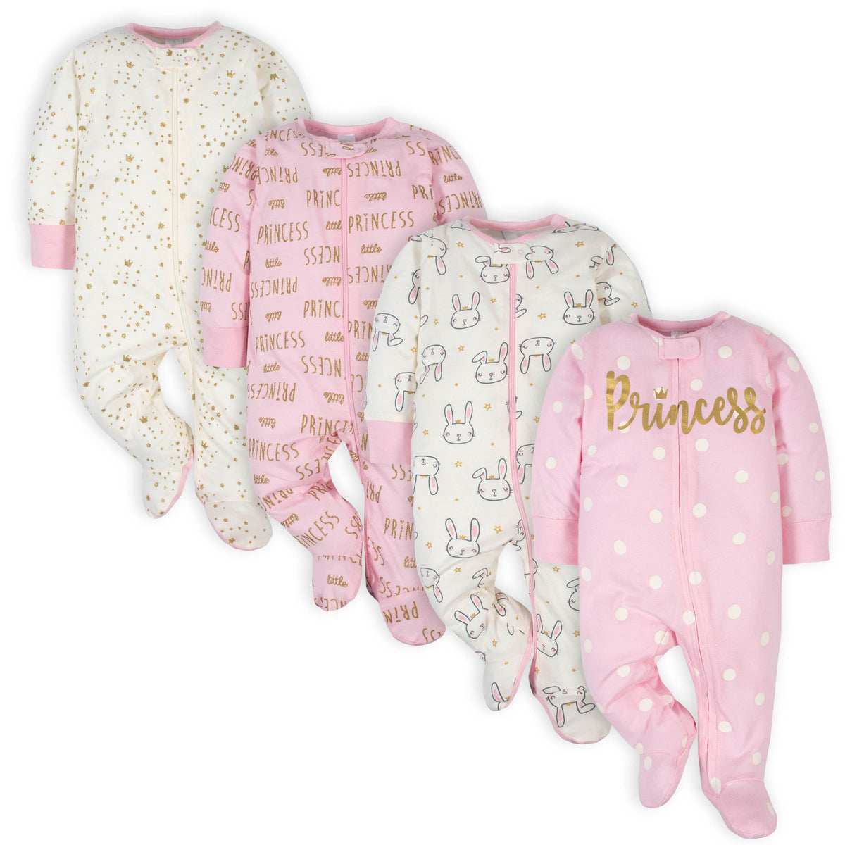 4-Pack Baby Girls Princess Sleep 'n Plays