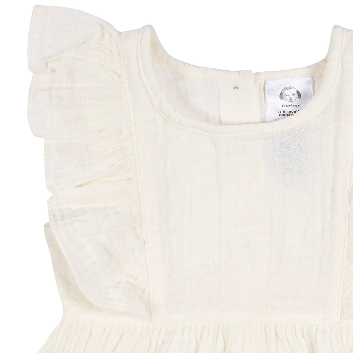 2-Piece Baby & Toddler Girls Ivory Gauze Dress & Diaper Cover Set, view 7