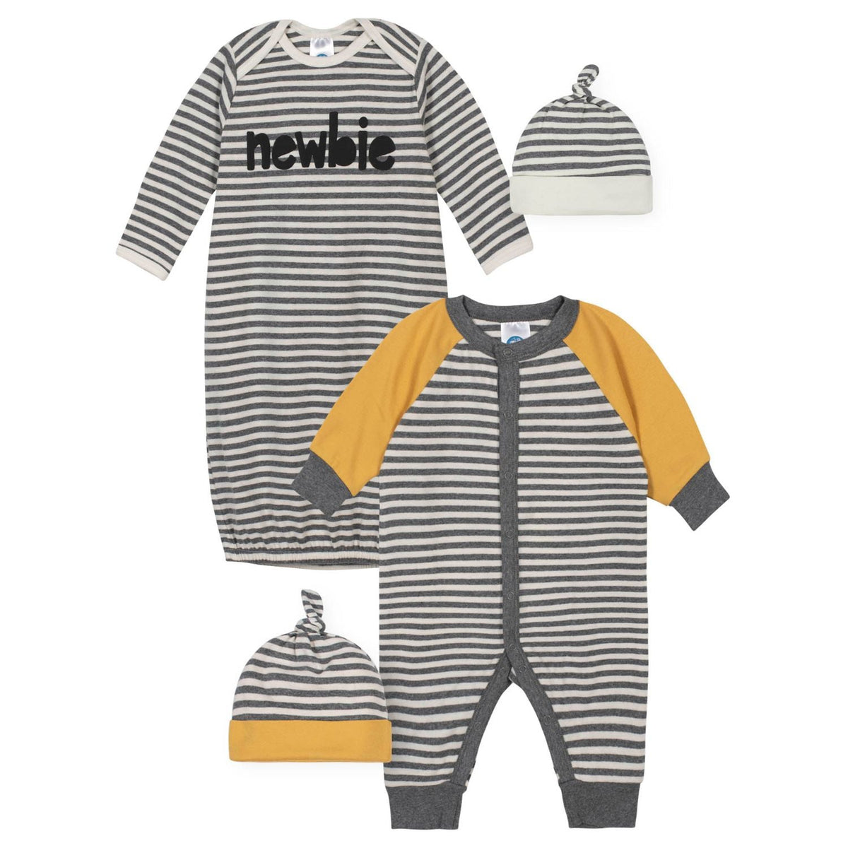 4-Piece Baby Boys Taco Coverall, Gown, and Caps Gift Set