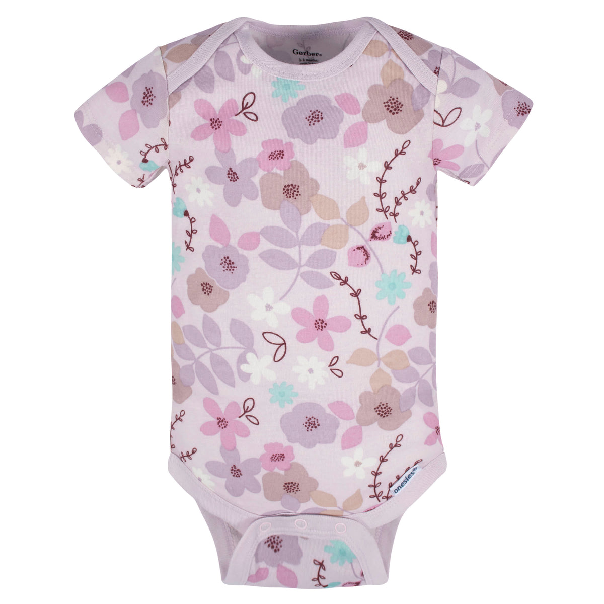 8-Pack Baby Girls Lavender Garden Onesies Bodysuits, view 4