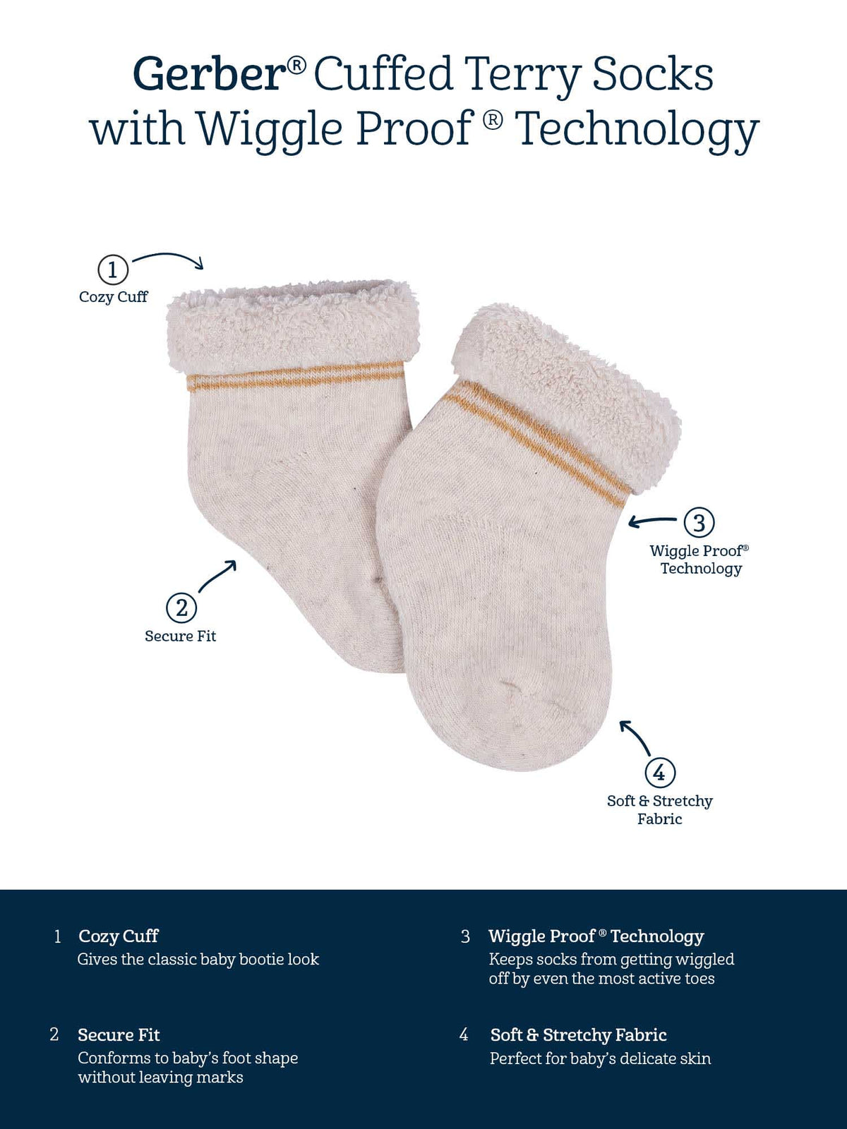 6-Pack Baby Neutral Avo-Cuddle Bootie Socks, view 8