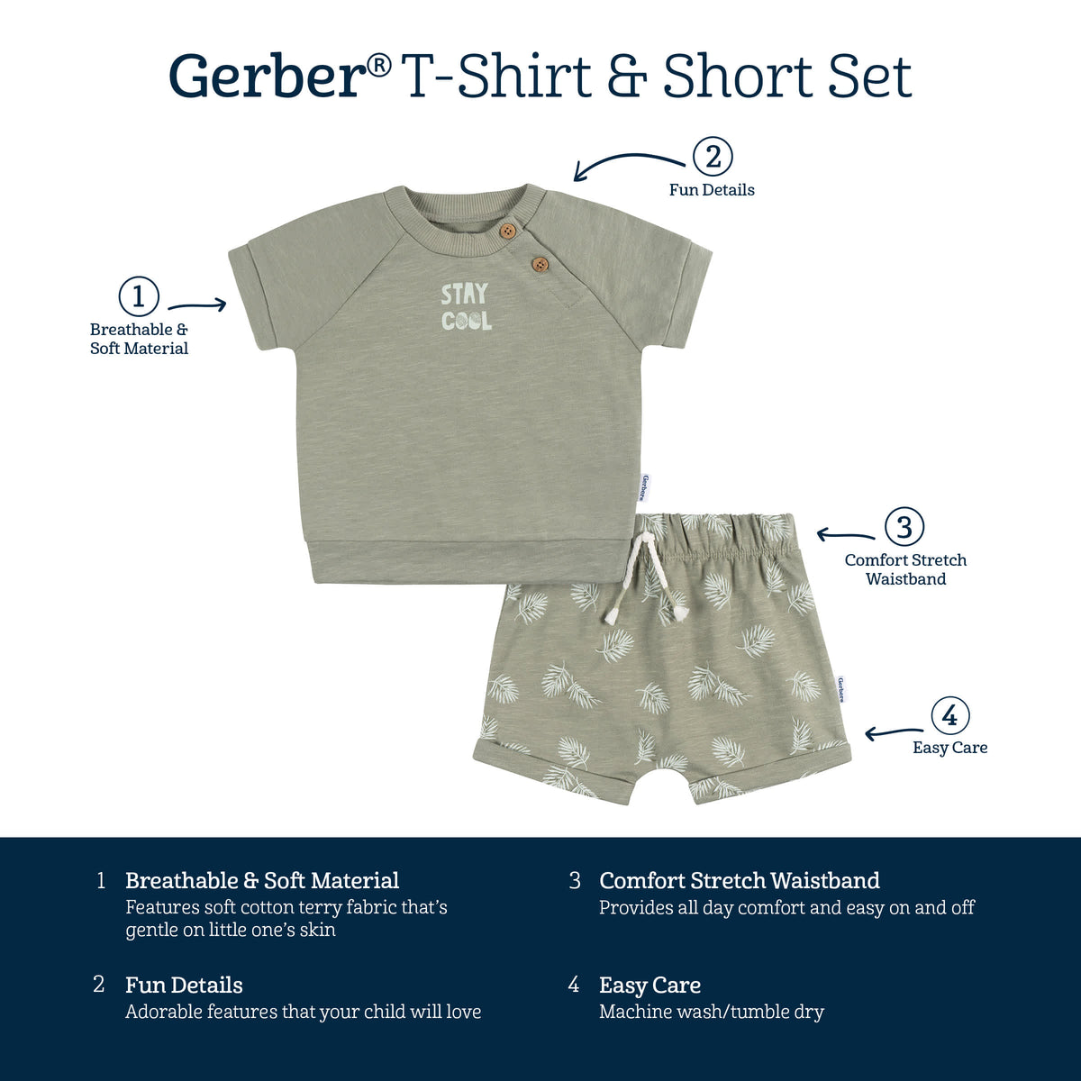 2-Piece Baby Boys Palms T-Shirt and Shorts, view 7