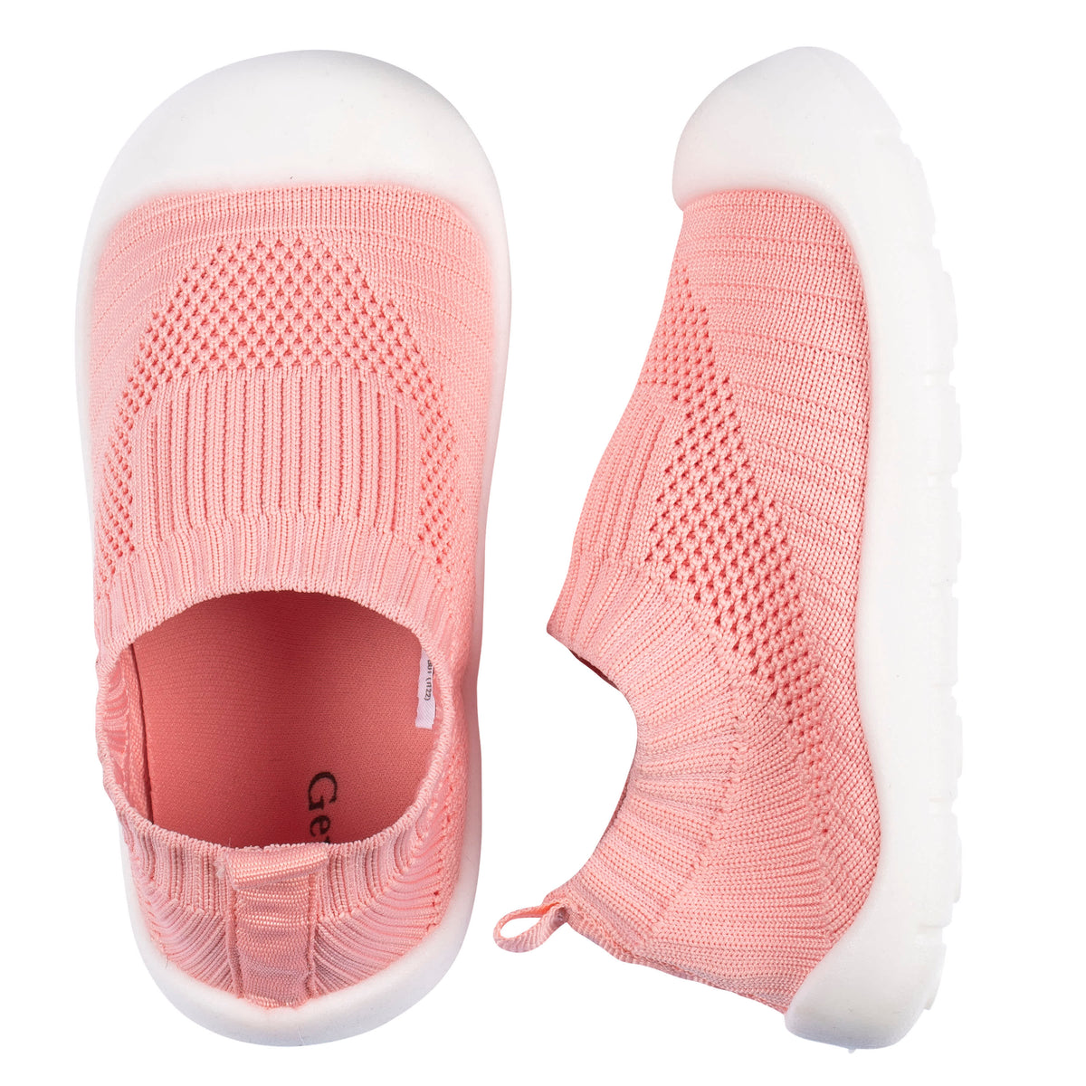 Infant & Toddler Girls Pink Stretchy Knit Slip-On Sneaker, view 2