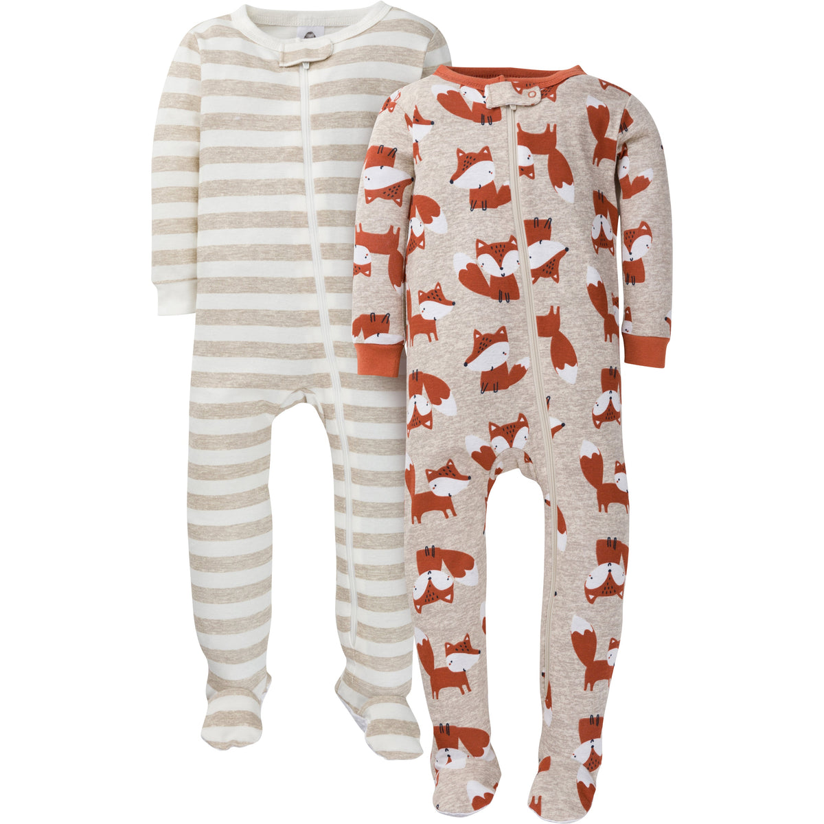 2-Pack Boys Fox Snug Fit Footed Cotton Pajamas