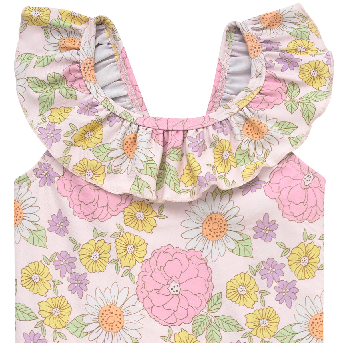 Baby Girls Retro Floral Swimsuit, view 4