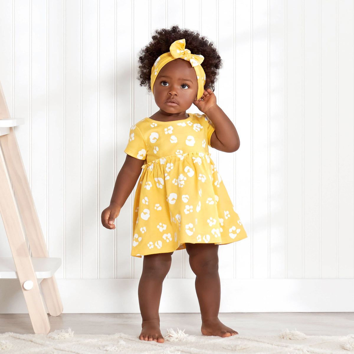 3-Piece Baby & Toddler Girls Purrfectly Wild Dress, Diaper Cover & Headband Set, view 3