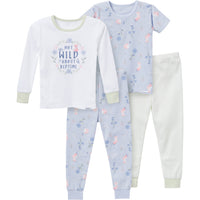 4-Piece Infant & Toddler Girls Fox Floral Pajamas Set