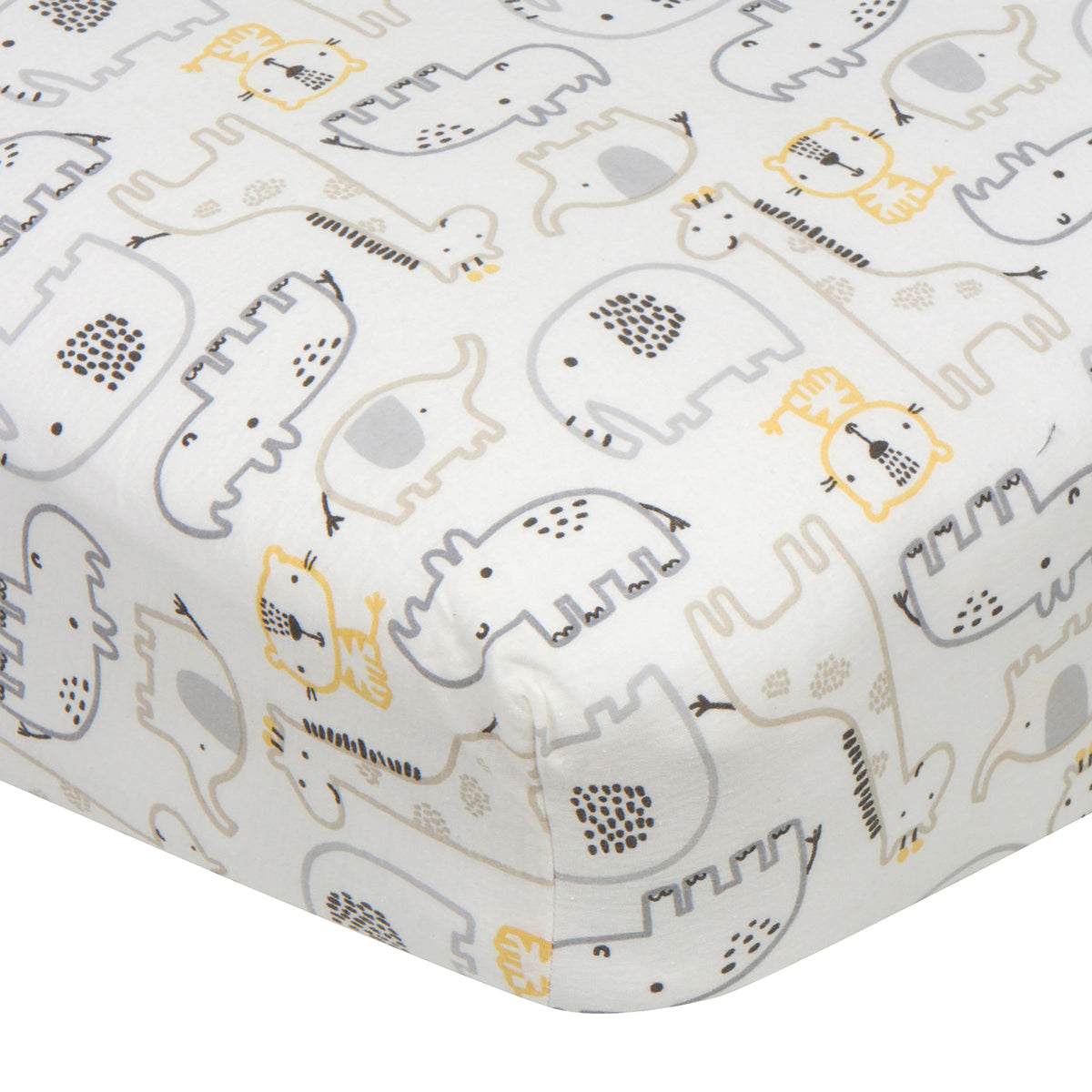 Baby Neutral Safari Animals Fitted Crib Sheet