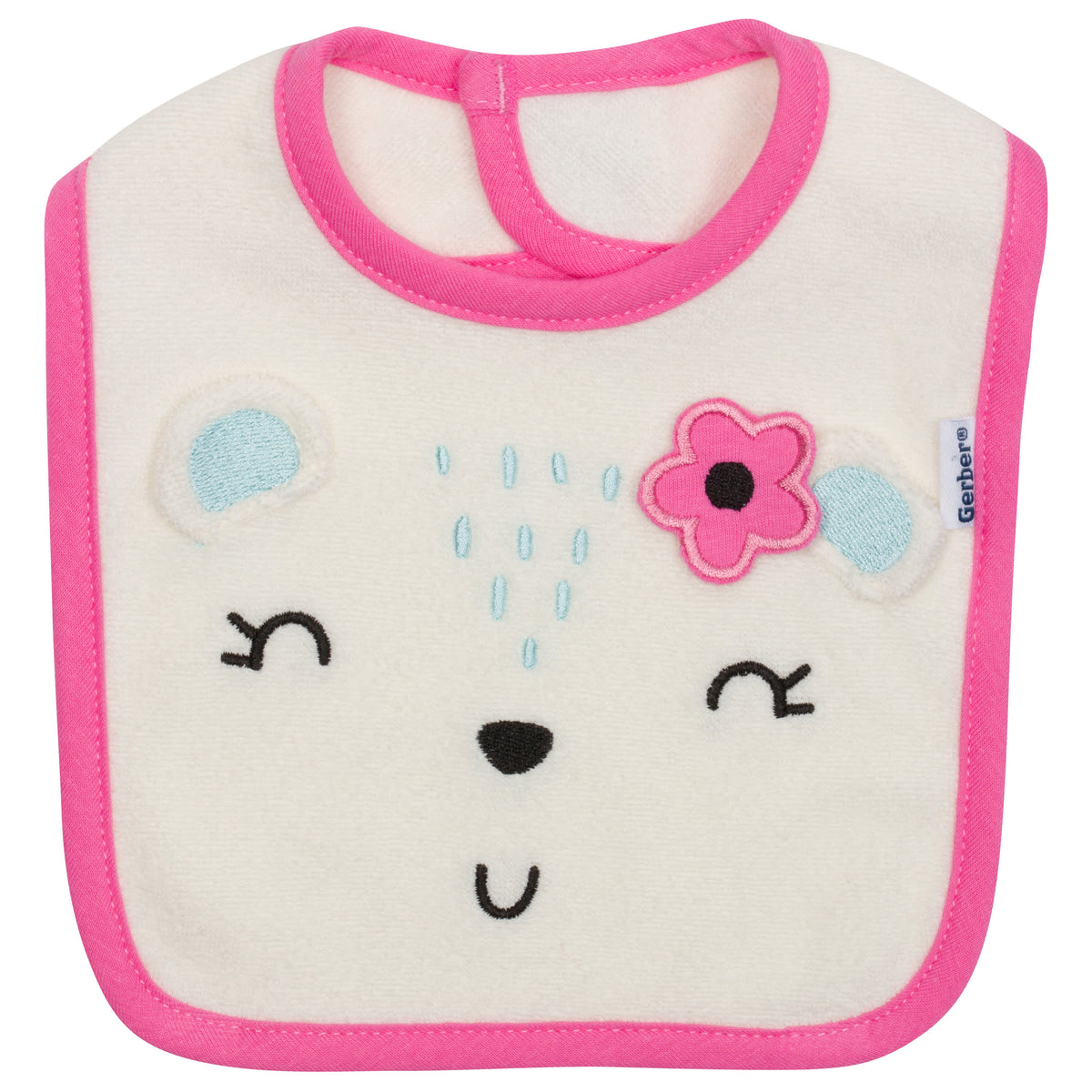 4-Pack Baby Girls Bear Dribbler Bibs, view 3