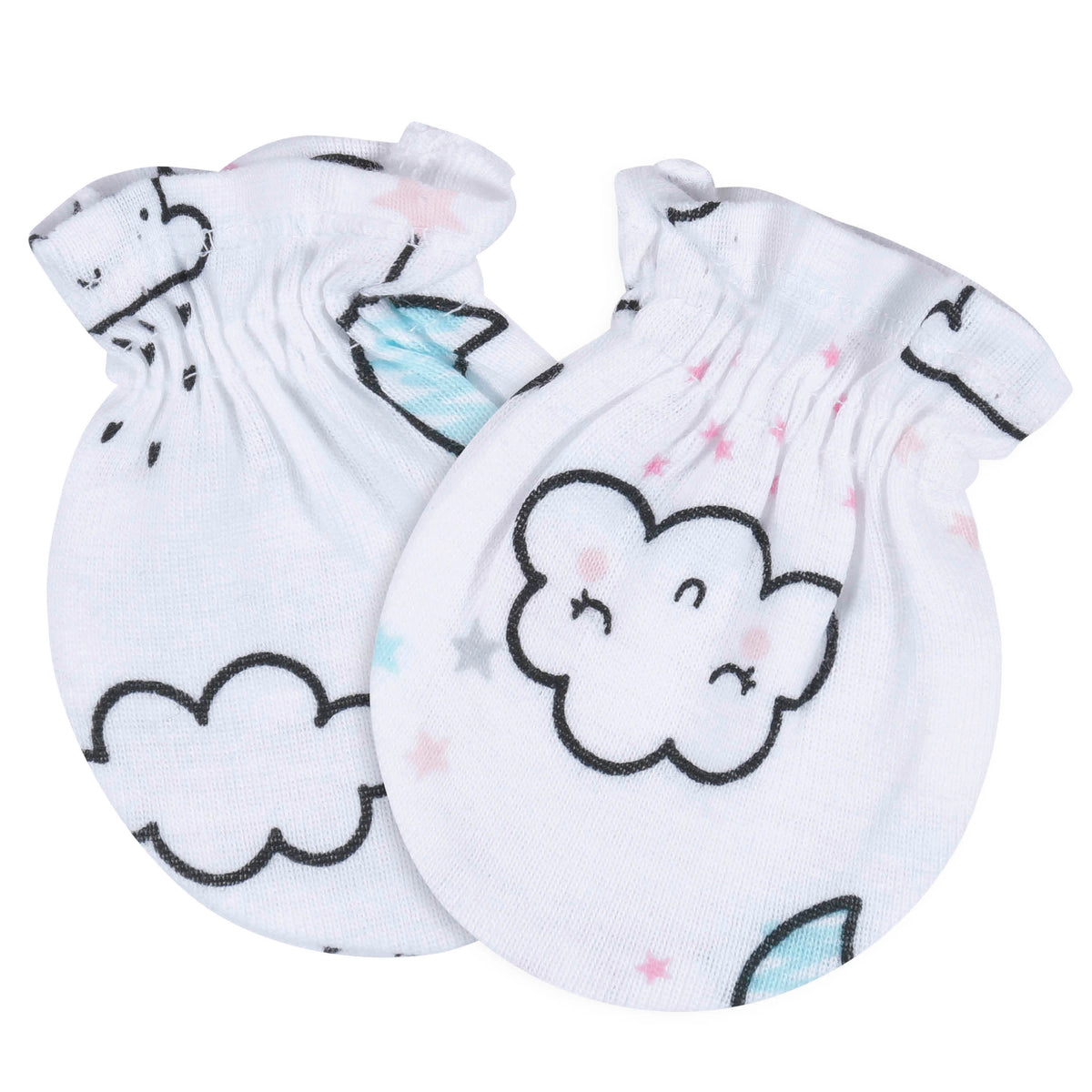 4-Pack Baby Girls Clouds No Scratch Mittens, view 5