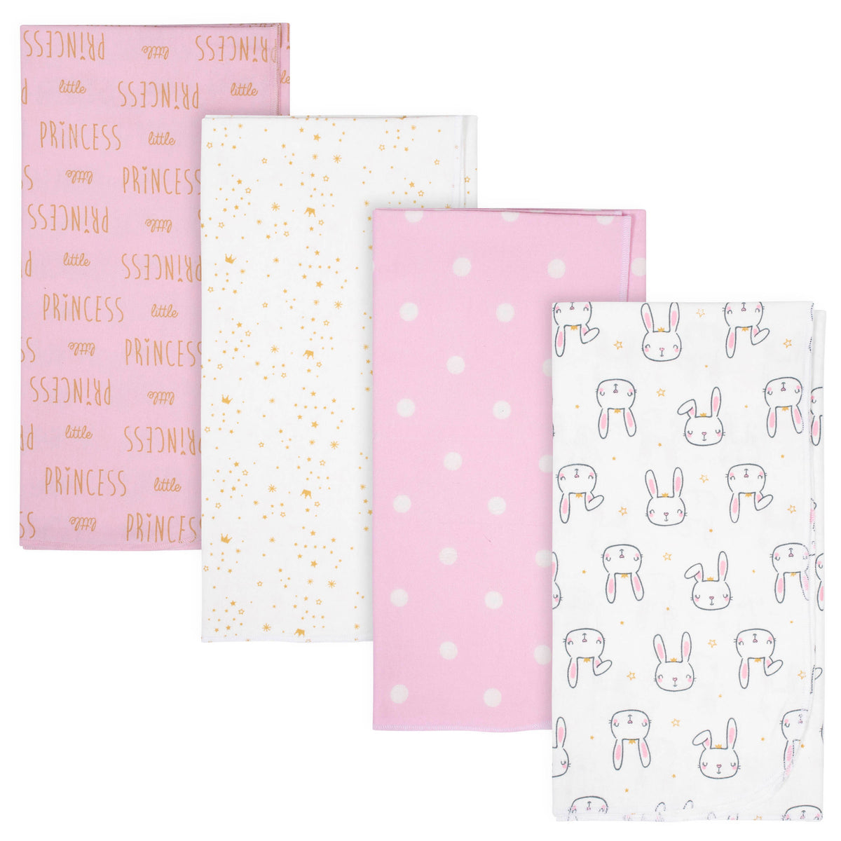 4-Pack Baby Girls Princess Flannel Blankets