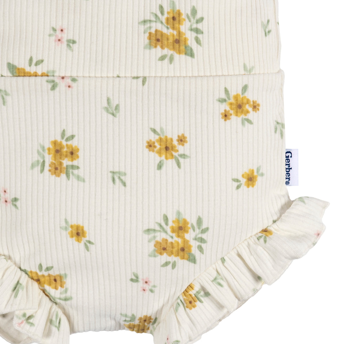 3-Pack Baby Girls Floral/Yellow/Green Bubble Short, view 7